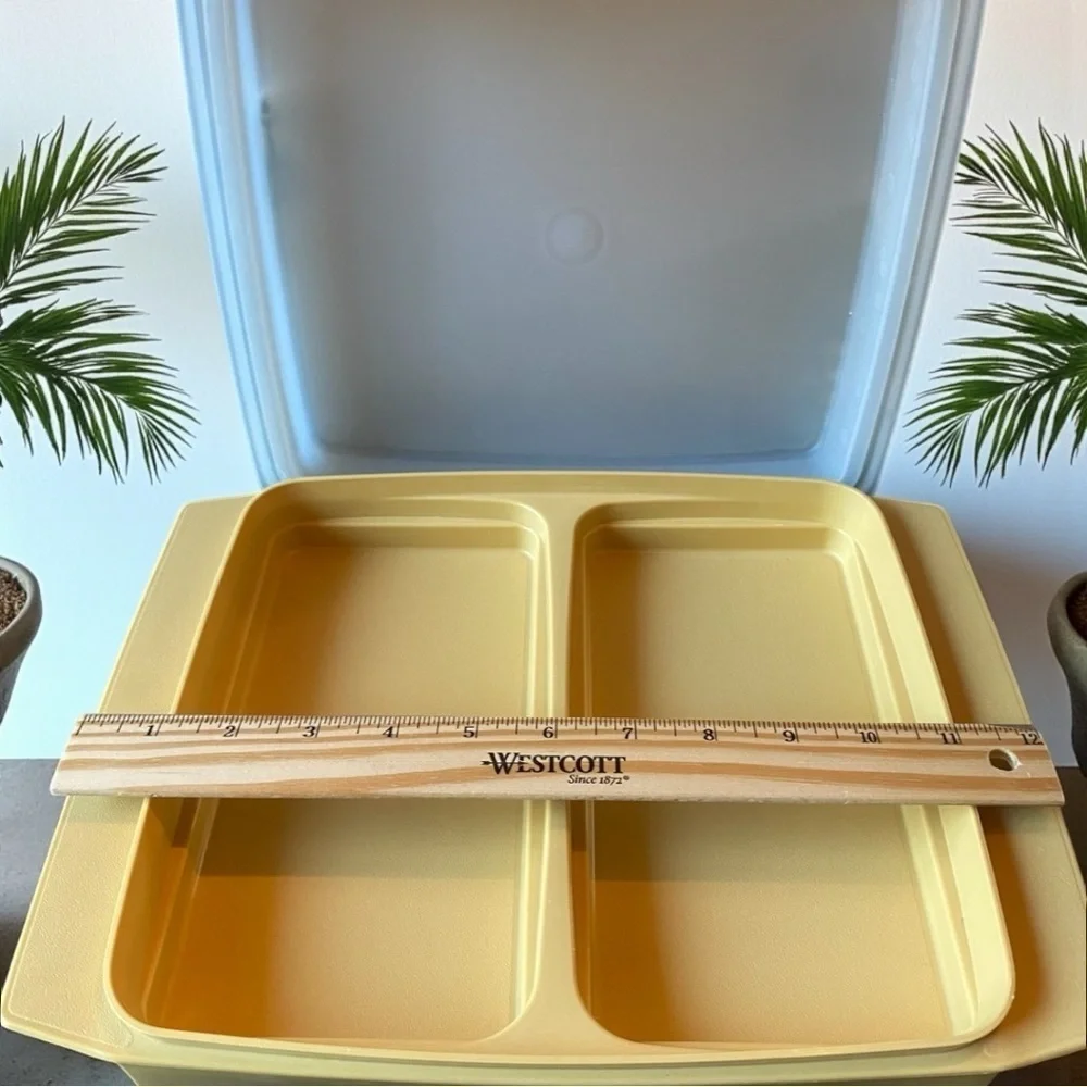 Vintage 1970s Tupperware Deviled Egg Carrier Container Yellow Lid Retro Kitchen